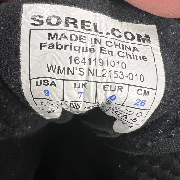 Sorel Slimboot Lace Herringbone Waterproof Boot Black Gray Stacked Heel Size 9 - Picture 10 of 12